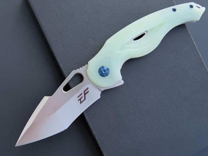 Eafengrow EF936 Pocket Knife,G10 Handle D2 Steel Blade Knife with Ball Bearing Safe Open Flipper Knife EDC Tool Knives for Camping Survival Hiking (jade)