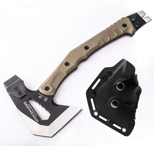 HX OUTDOORS Mercenarys Tactical Engineer Axes Multifunctional Explosion-Proof Axe Camping Artillery Fire Rescue Hammer Hiking Tools,Black