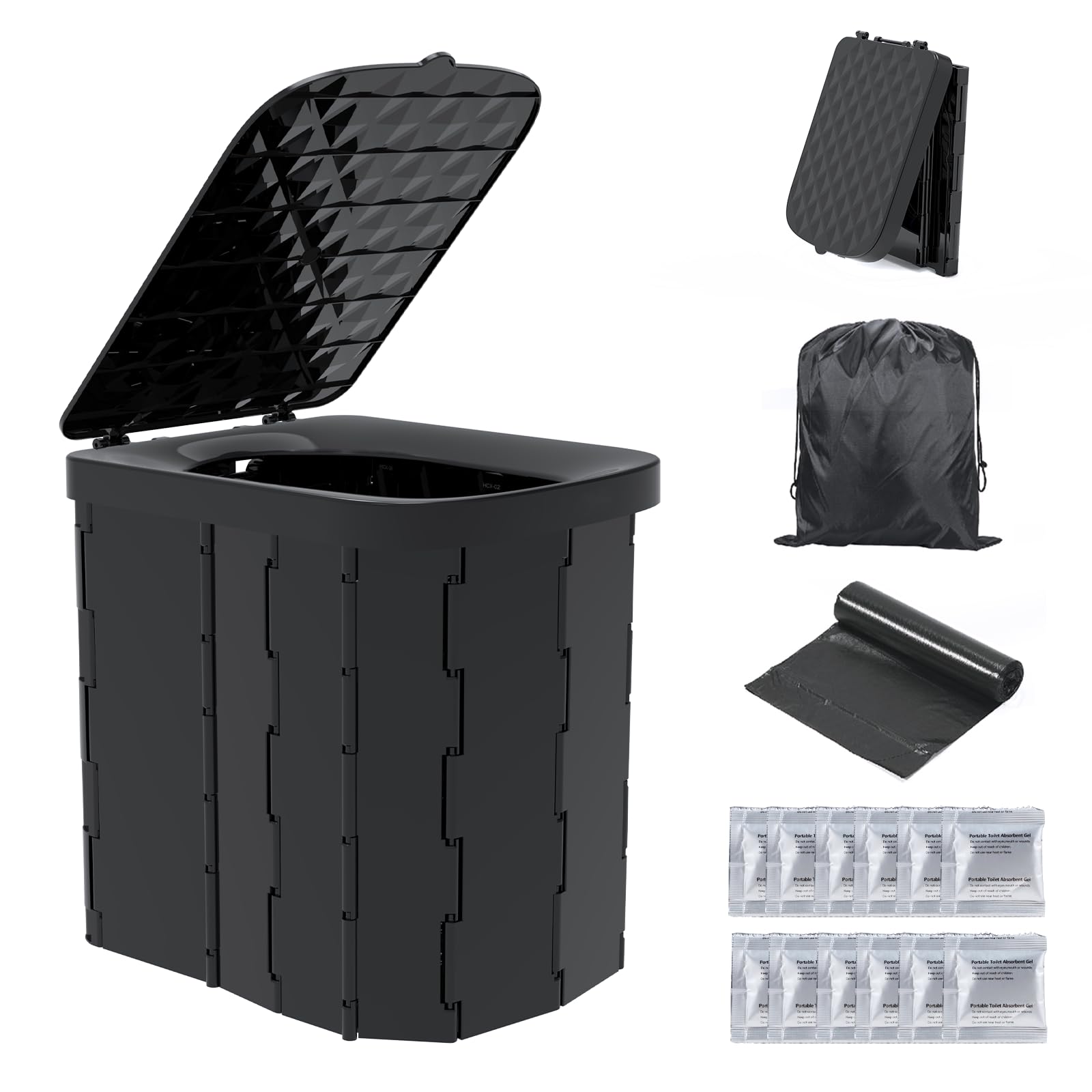 Hapoon XL Portable Folding Camping Toilet For Adults & Kids, Lightweight