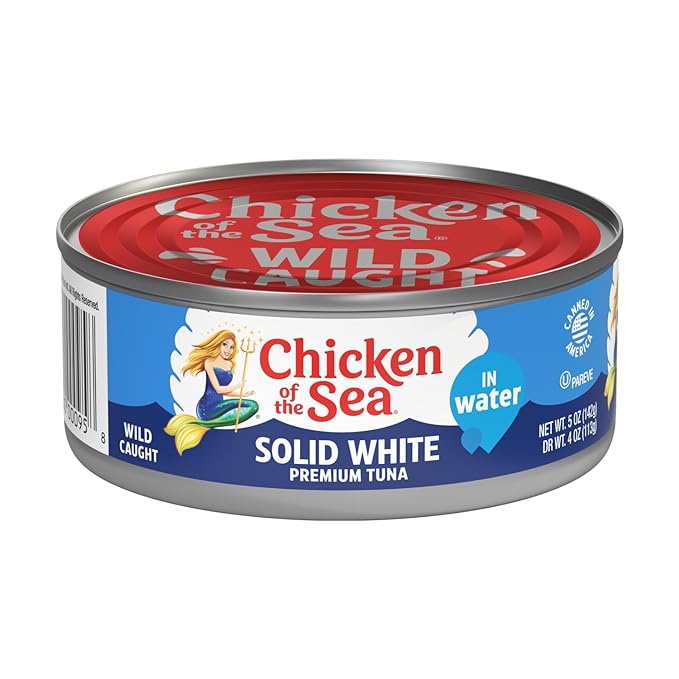 Chicken of the Sea Solid White Premium Albacore Tuna in Water, 5 oz. Can (Pack of 1), Wild Caught Tuna