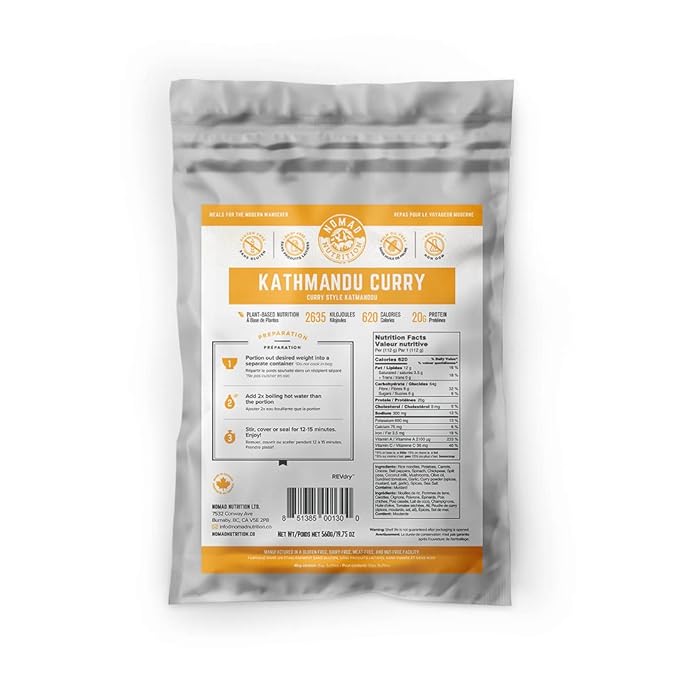 Nomad Nutrition ??Kathmandu Curry | High Energy, All Natural Ingredients | Plant-Based & Non-GMO | Just Add Boiling Hot Water | 560g / 19.75oz (Pack of 1)