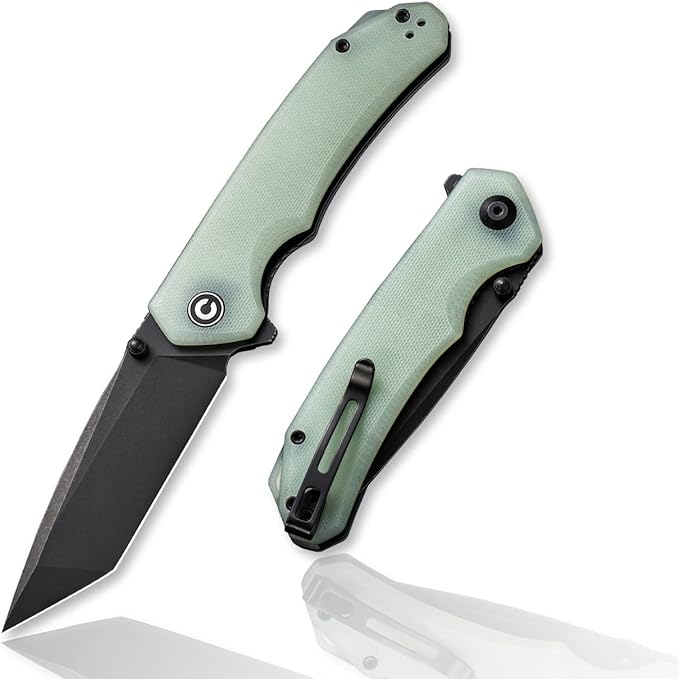 CIVIVI Brazen Folding Pocket Knife,3.5-Inch Tanto D2 Plain Blade,G-10 Outdoor Camping Hiking Knife with Thumb Studs and Flipper Opener,Unique Tool Gift for EDC Men Women C2023E