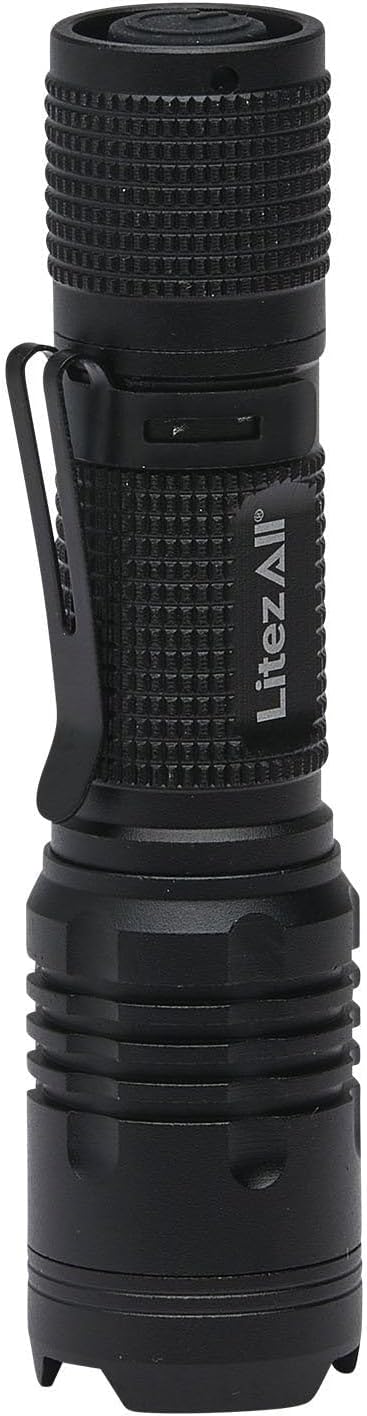 LitezAll 400 Lumen Tactical Flashlight, Compact LED Flashlight with Pocket Clip, Aerospace Aluminum Body, IPX2 Weather Resistant, Everyday Carry Flashlight for Outdoor, Work, and Emergency Use