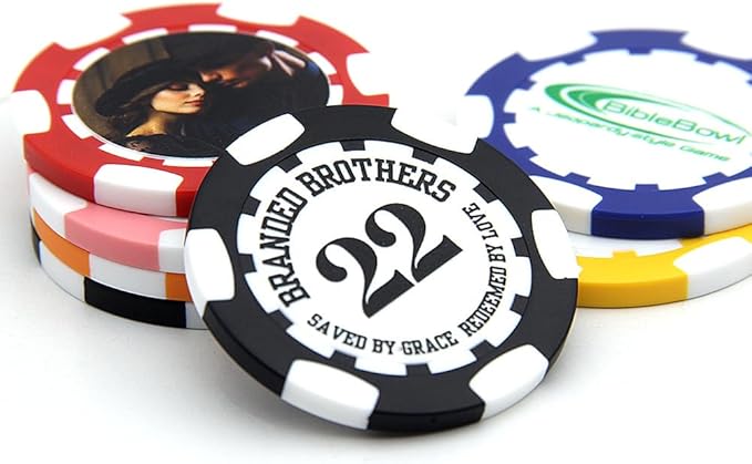 40mm Custom Poker Chips with Your Text,Logo or Design for Weddings, Anniversaries, Parties, Corporate Events and Fundraisers,100 Full Color 11.5 Gram Casino Sized Poker Chips