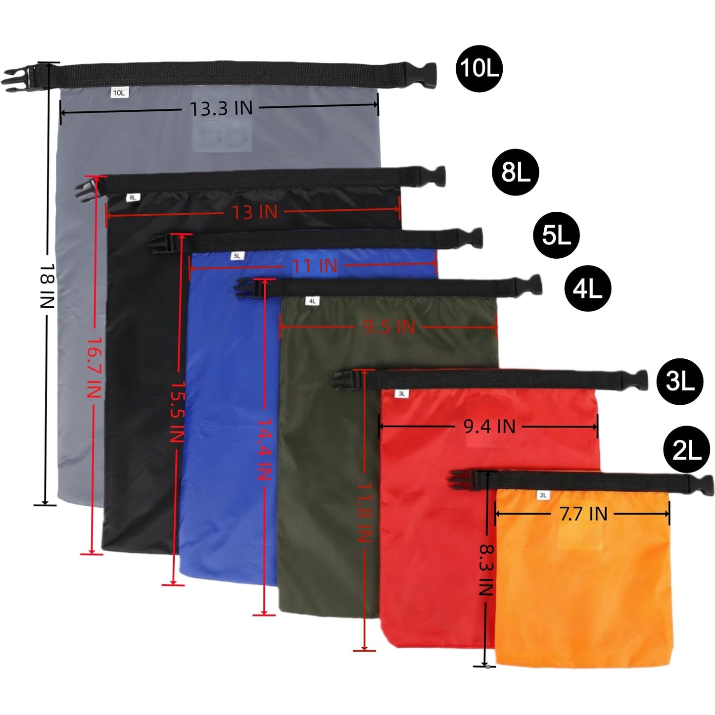 Ucolofun Dry Bags Waterproof Set, 6-Pack Ultralight Waterproof Bags Small Stuff Sack Water Proof
