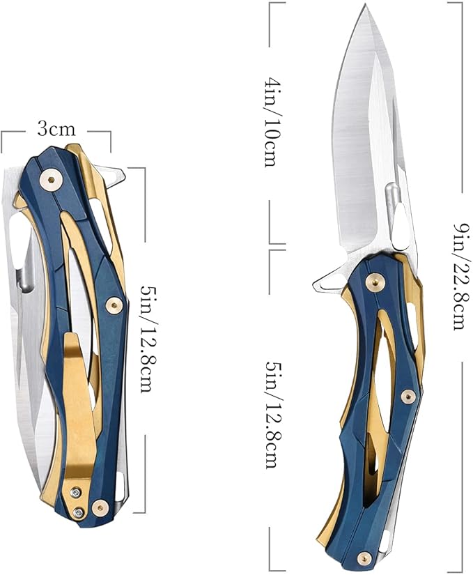 Eafengrow EF204 Folding Pocket Knife,D2 Blade Steel Handle Liner Lock with Clip Outdoor Camping Hiking Tactical EDC Tool (EF204-colorful)