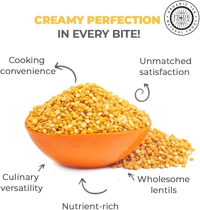 Pride Of India - Indian Split Yellow Chickpea Lentils - Protein & Fiber Rich Chana Dal, 3.0 Pound Jar
