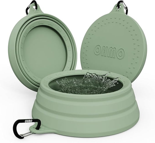 OHMO Spill Proof Collapsible Dog Water Bowl Large 34oz for Cars, No Splash Portable Bowls for Dog Travel, Pet Essentials for Road Trips, Cat Travel Accessories