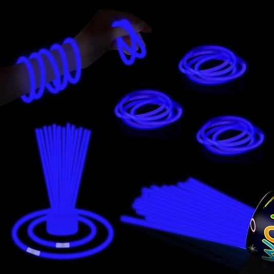 40 Pack 8??Blue Glow Sticks Bracelet Necklaces Bulk with 40 Connectors Neon Glow In The Dark Party favors Supplies for Holiday Birthday Party Decoration (Blue)