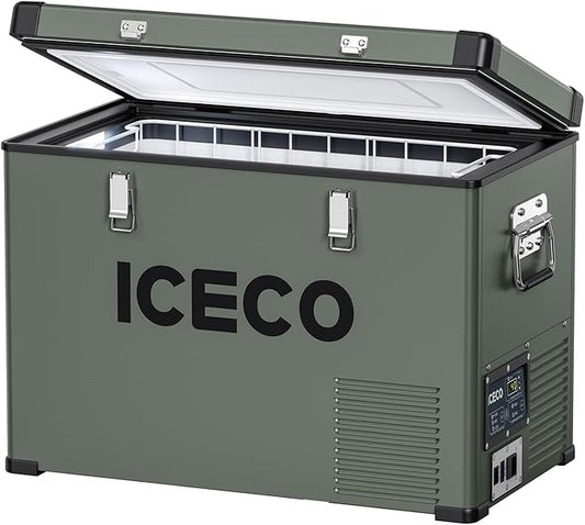 ICECO VL45 Portable Refrigerator with SECOP Compressor, 45 Liters Platinum Compact Refrigerator, DC 12/24V, AC 110-240V, 0℉ to 50℉, Home & Car Use (with Insulated Cover)