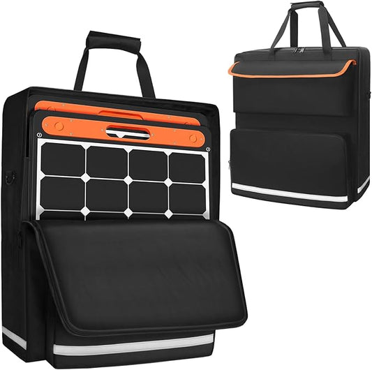 Solar Panel Storage Bag for 2 Solar Panels, Carrying Case for Jackery SolarSaga 100W 100X 200W, Double-Layer Solar Panel Carrying Case with Multi Pockets