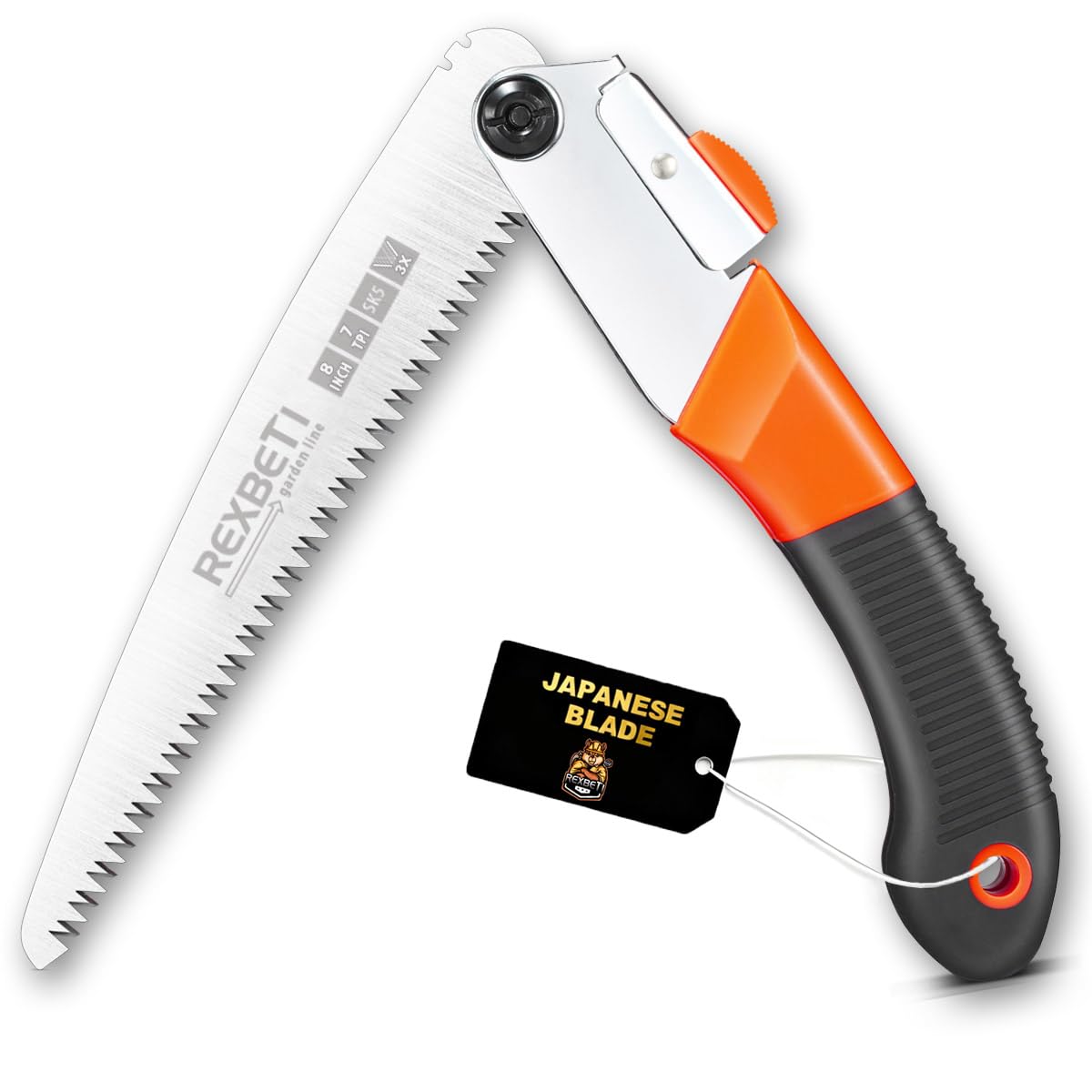 REXBETI 8-Inch Folding Hand Saw, Pruning Saw for Tree Trimming, SK5 Steel
