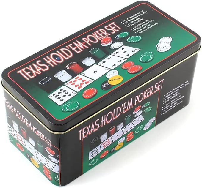 Poker Chip Set with Aluminum Storage Box,Two Decks of Standard Playing Cards,Big Blind,Casino Style Chip for Texas Home Game Holdem Poker Nights,Blackjack,Roulette Games,Casino Parties