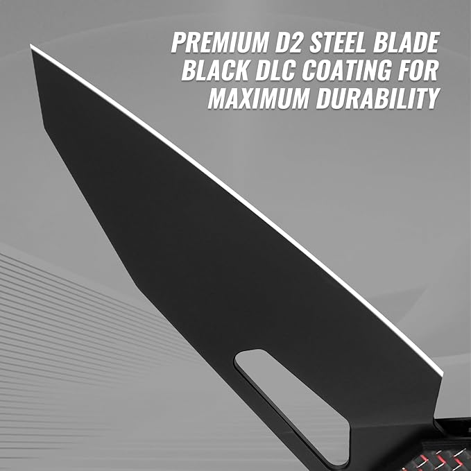 Tarcus Folding Pocket Knife, 3.5" D2 Steel DLC Blade Carbon Fiber Overlay Handle, Lightweight EDC Knife with Crossbar Lock for Men and Women, Ideal for Camping, Hiking, and Survival