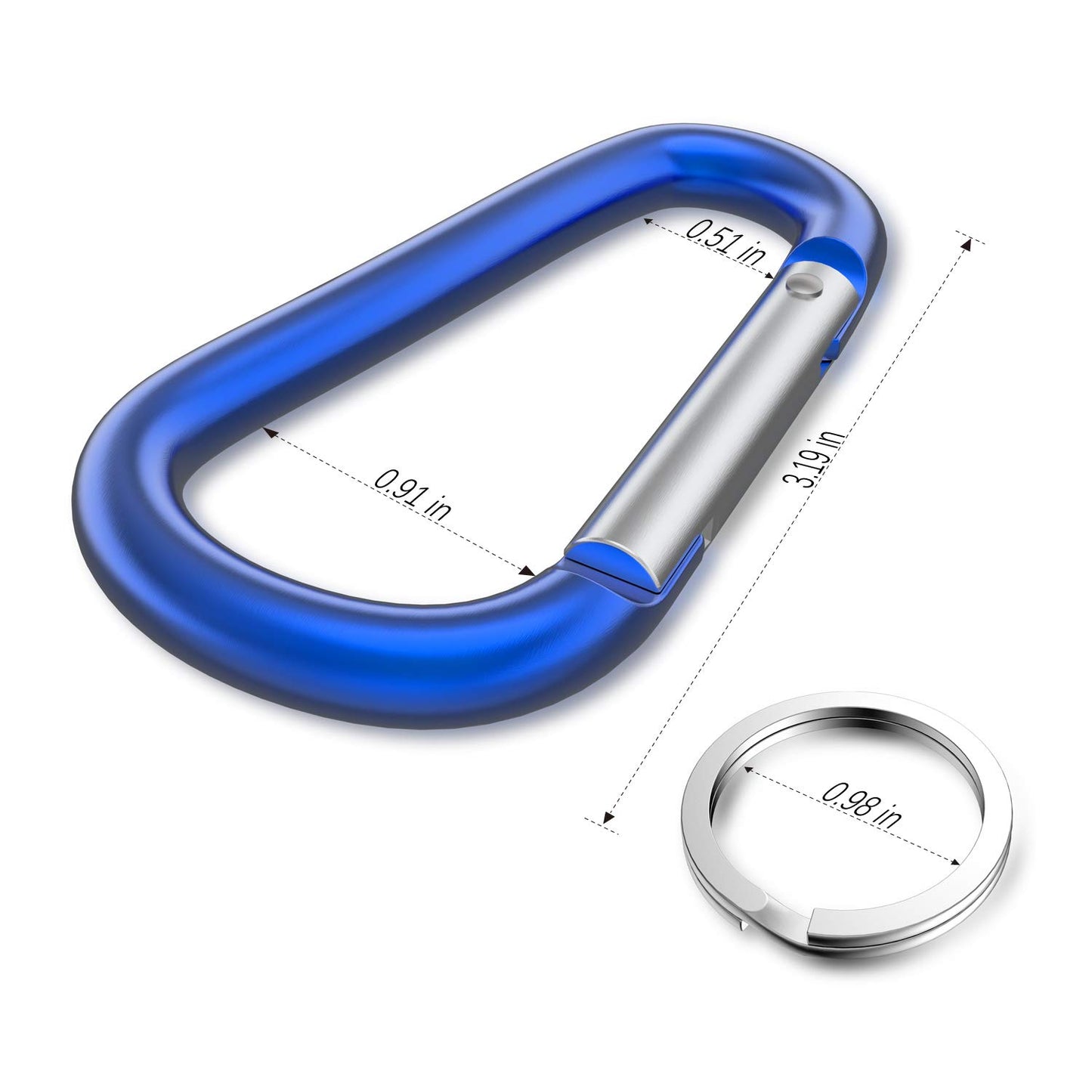 sprookber 3" Aluminum Carabiner D Ring, Keychain Spring Snap Hooks 10 Pack
