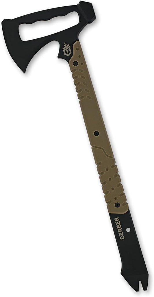 Gerber Gear Downrange Tactical Tomahawk Survival Multitool, Made in USA Camping Axe with Hammer Head and Steel Pry Bar, Includes Sheath with Integrated Molle Straps