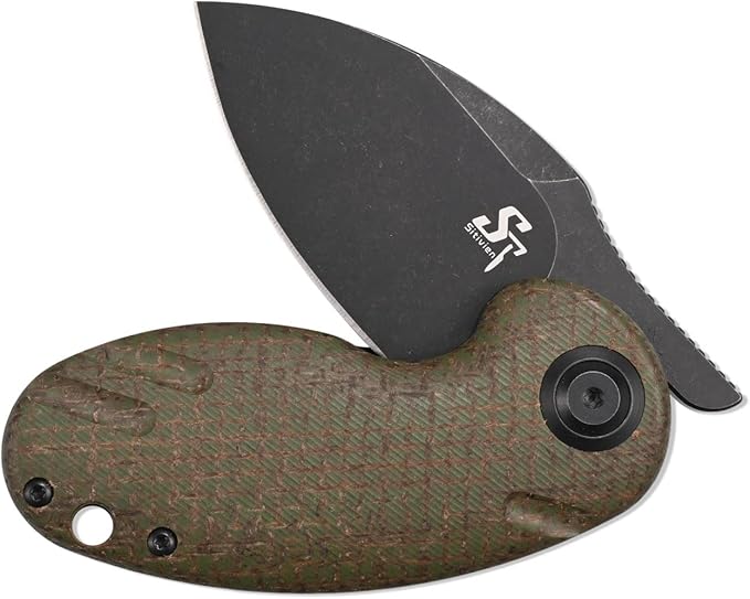 Sitivien ST153 Pocket Folding Knife,Sandvik 14C28N Black Stonewashed Blade with Micarta Handle,Chinese Zodiac Series EDC Tool Knifes Utility Knife for Camping Hunting Survival Hiking(Green) … …