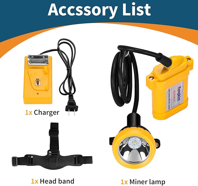 Safety Mining Headlight, Rechargeable & Waterproof, High Power LED Light Source, Cordless & Adjustable, Suitable for Outdoor Activities