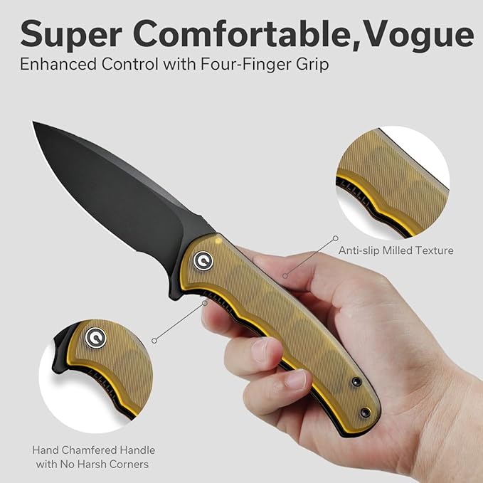 CIVIVI Mini Praxis Pocket Knife for EDC, Folding Pocket Knife with 2.98" D2 Blade Ultem Handle with Flipper for Men Women C18026C-5