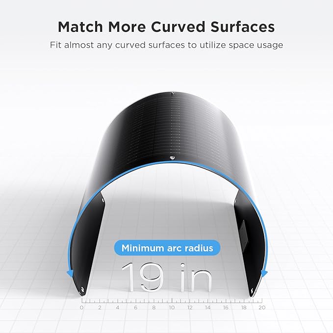 50W Flexible Solar Panel,50 Watt 12V Small Solar Panel, Callsun 23% High Efficiency 182 PERC IP68 Waterproof ETFE RV Solar Panels for Offgrid RV Living Camping Campervans Boat (Black)