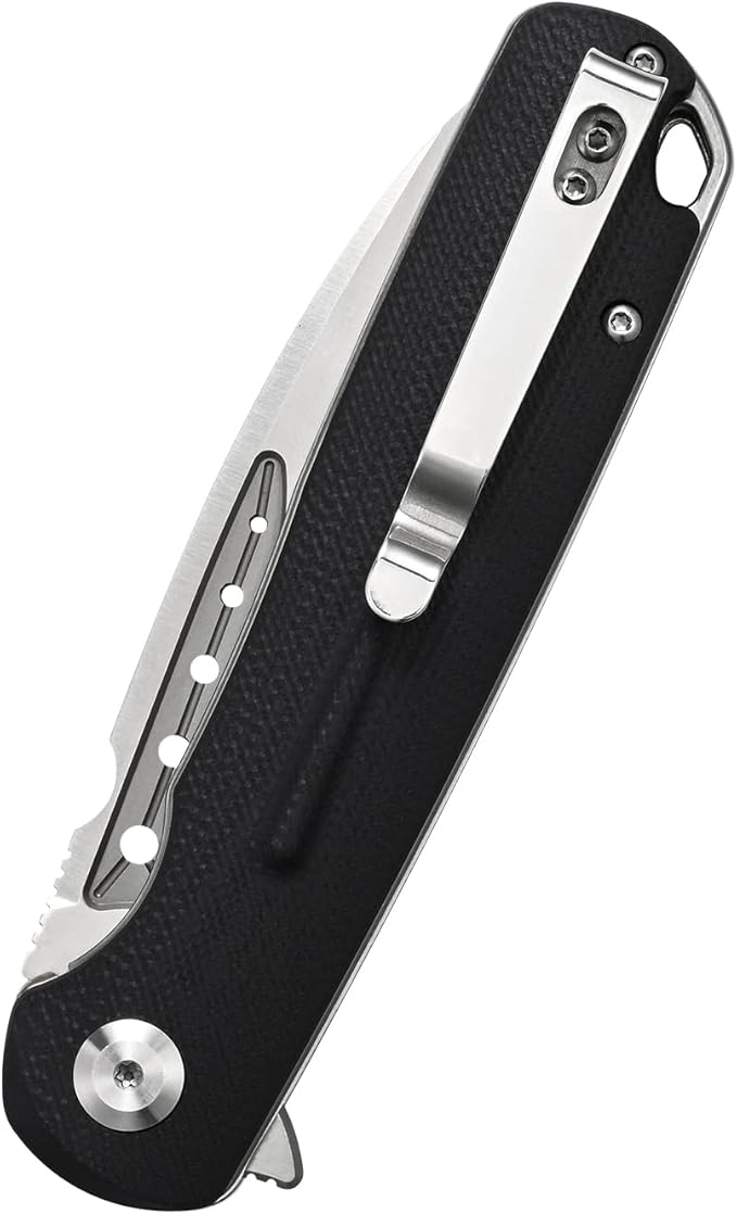 Sitivien ST131 Folding Knife,D2 Blade G10 Handle EDC Tool Knife with Liner Lock for Outdoor Camping Hiking Fishing(Black)