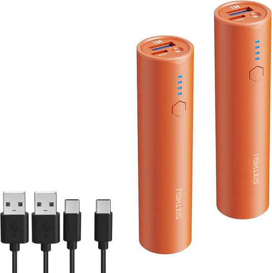 S03 Portable Charger, 5000mAh 2-Pack Small Power Bank with Fast Charging, USB-C Output Compatible with iPhone, Samsung, and More, Orange