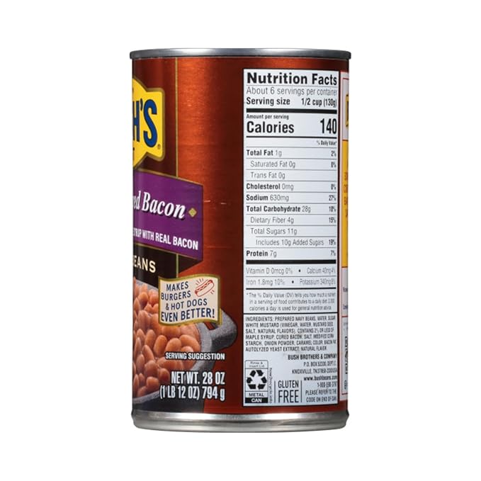 Bush's Best Baked Beans, Bacon Maple Country Mix, 3 Maple Cured Bacon (28 Oz), 3 Country Style (28 Oz), (Variety Pack)