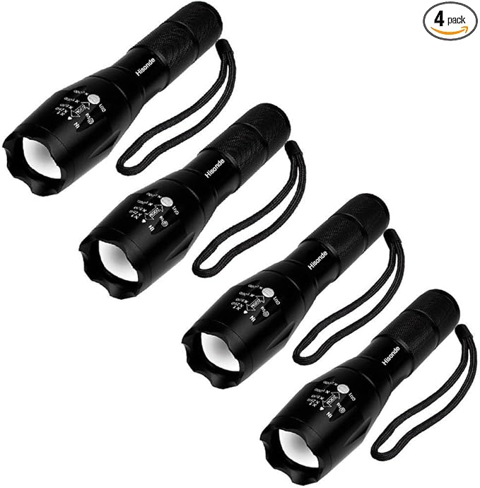 Military Grade 5 Mode High Lumens Tactical Led Waterproof Flashlight,4-Pack