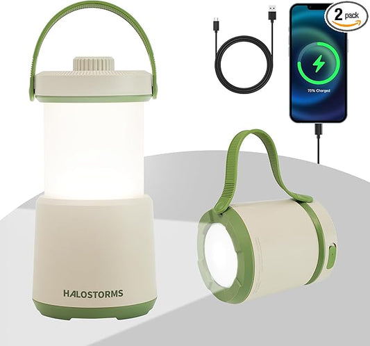 2PK LED Camping Lantern Rechargeable, 800LM, 230Hours Runtime, 5 Modes Camping Light with Red Light, IPX4 Waterproof Lantern Flashlight for Hurricane,Emergency,Power Outages,Home,Hiking