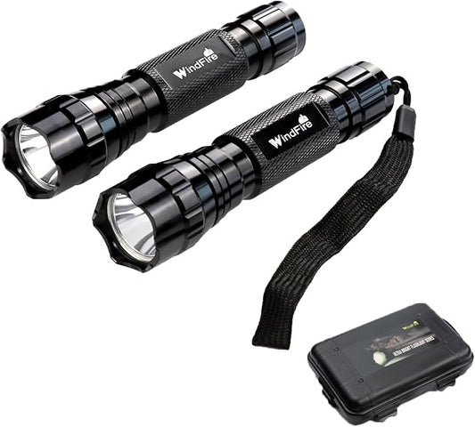 WINDFIRE 2 Pack LED Flashlight Single Mode, Super Bright Tactical Flashlights, Small Portable Water Resistant Handheld Flash Lights for Camping, Hiking, Emergency