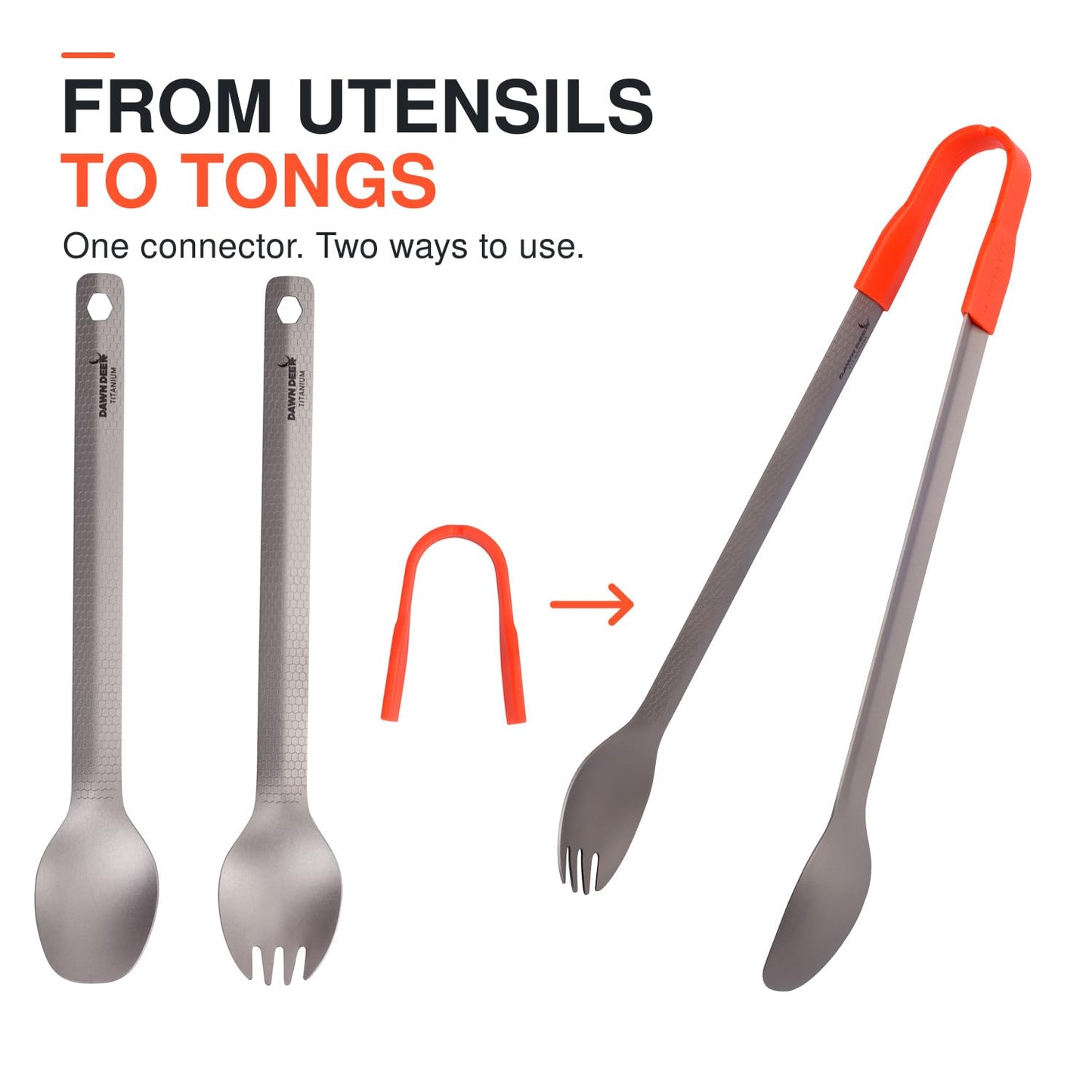 Dawn Deer 3-in-1 Titanium Camping Spoon and Spork Set, 8.7-Inch