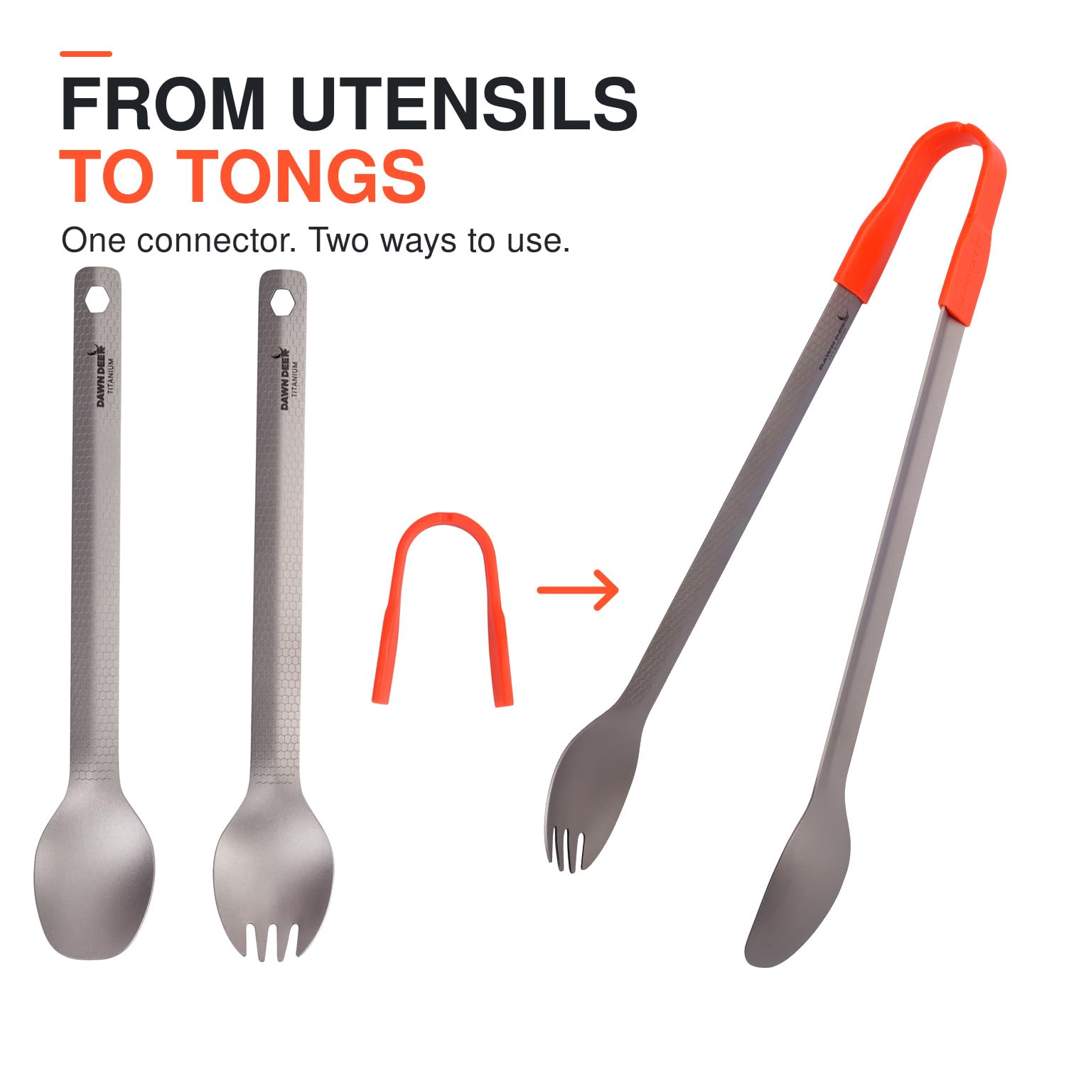 Dawn Deer 3-in-1 Titanium Camping Spoon and Spork Set, 8.7-Inch
