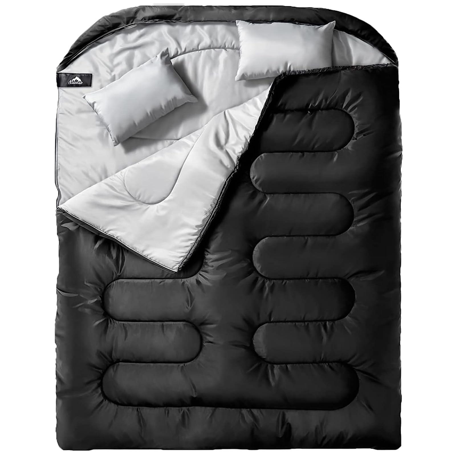 MEREZA Double Sleeping Bag for Adults Mens with Pillow, XL Queen Size Two Person Sleeping Bag for