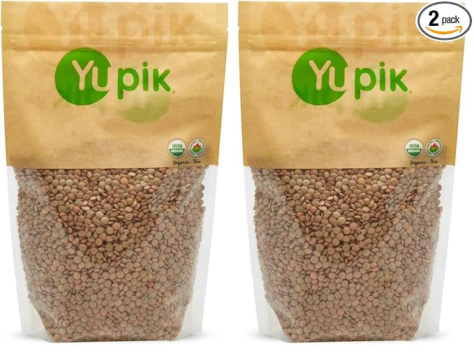 Yupik Organic Green Lentils, 2.2 lb, Non-GMO, Vegan, Gluten-Free (Pack of 2)