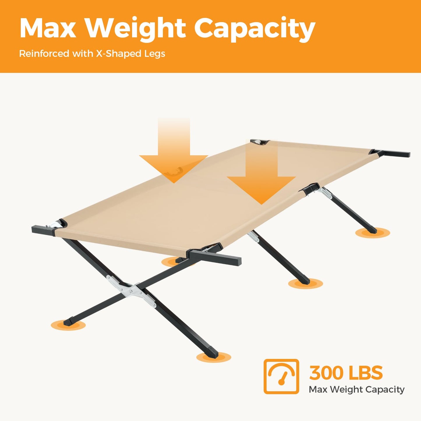 OLIXIS Camping Cot, Folding Cot, Guest Bed 73x35.8x17.7IN