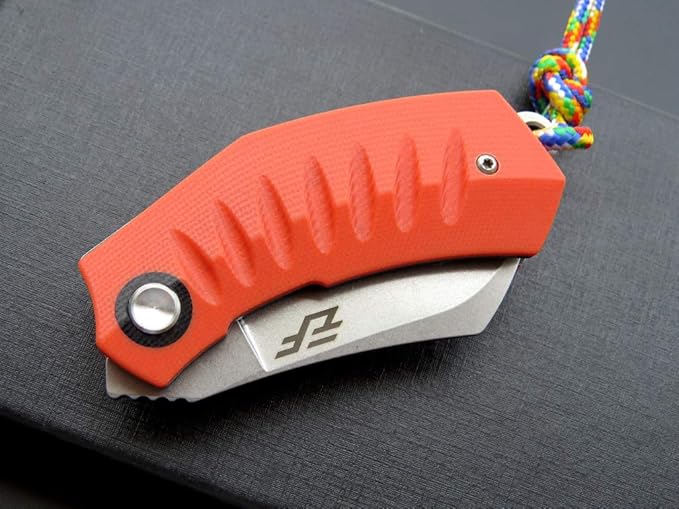 Eafengrow EF85 Folding Knife with Clip Stone Wash D2 Steel Blade G10 Handle Pocket Knife Ball Bearing Flipper Outdoor Camping Survival EDC Tool Knives(orange)