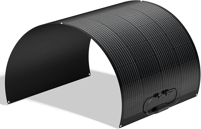 BougeRV Arch 200 Watts Fiberglass Flexible Solar Panel, Portable Bendable 12 Volts 10BB Mono Cell for RV Camping Home Boat Marine Curve Surface Black