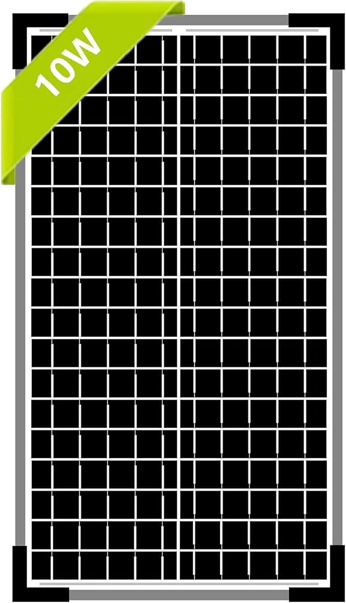 12V 10W Monocrystalline Solar Panel Battery Charger Portable for Vehicle Gate Opener Electrical Fence Chicken Coop Lawn Tractor Boat (1, 10W)