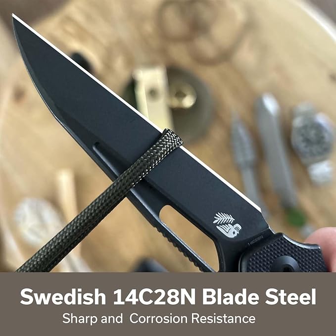 CIVIVI Guile Pocket Knife, Folding Knife for EDC, 3.25" Swedish 14C28N Blade G10 Handle with Reversible Deep-Carry Clip C24062B-1 (Black)