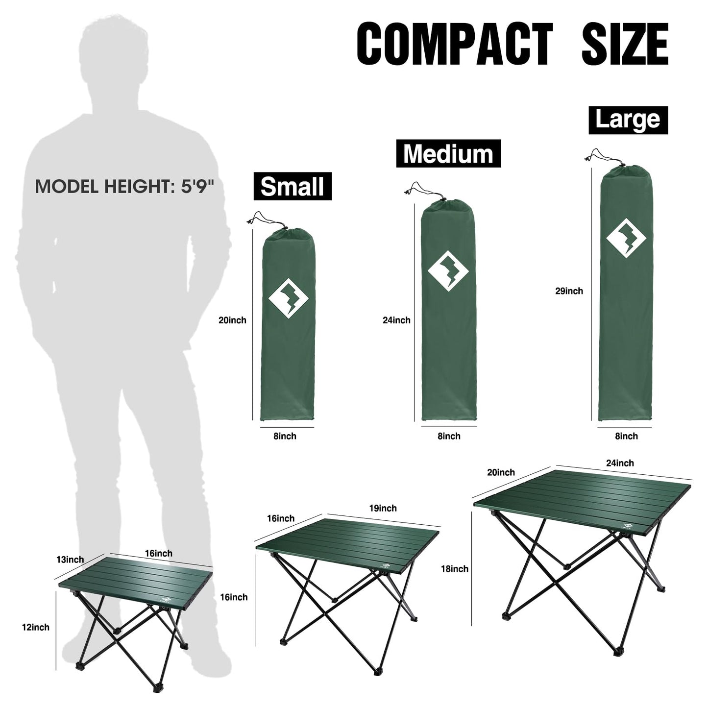 VILLEY Portable Camping Side Table, Ultralight Aluminum Folding Beach Table