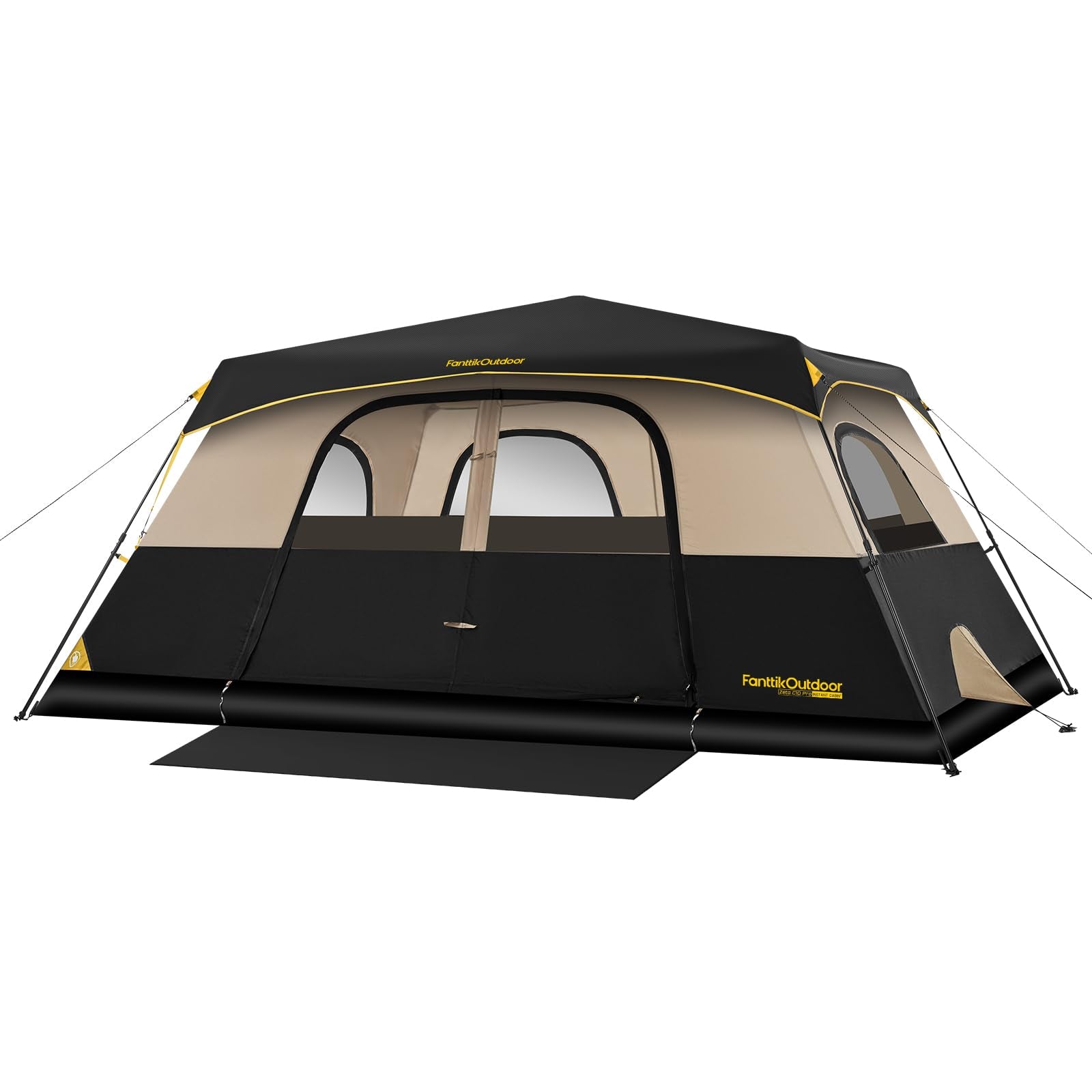 FanttikOutdoor Zeta C10 Pro 10 Person Tent for Camping Setup in 60s (Khaki)