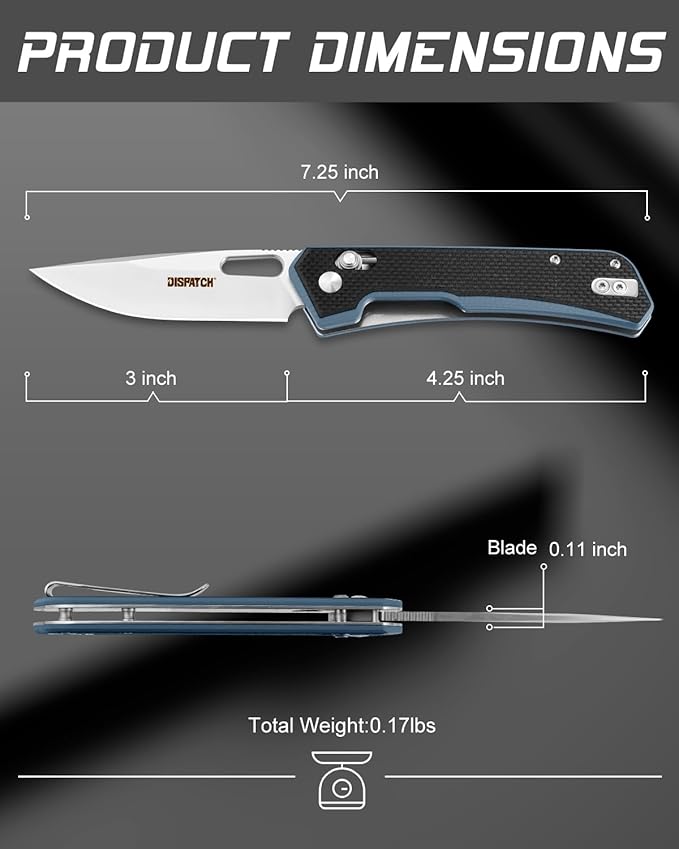 EDC Folding Knife with Clip, 3 Inch D2 Steel Drop Point Blade with G10 Handle, Pocket Knife for Men Women Outdoor Camping Hiking with Thumb Hole and Axis Lock Pocketknife