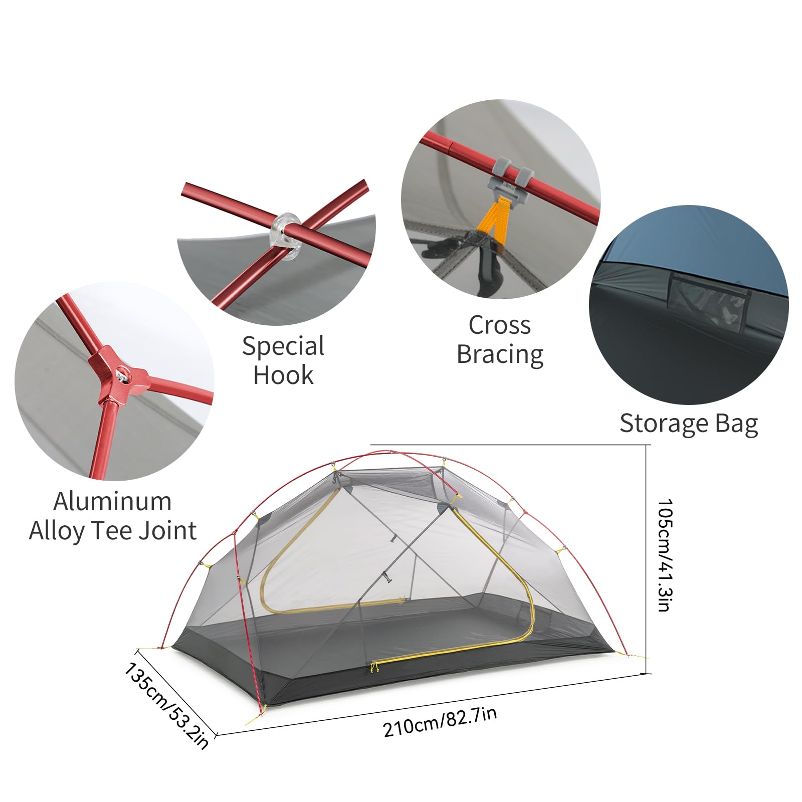 Naturehike Mongar 2 Person Backpacking Tent, 3 Season Camping Tent Ultralight Double Layer Free