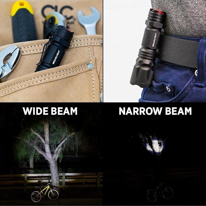 GearLight M3 Mini LED Flashlight - 2 Bright, Small Tactical Flashlights with High Lumens and Pocket Clip for Camping, Outdoor & Emergency Use ï»?- Black