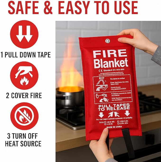Emergency FIRE Blanket of Fiberglass ??2 Pack - 40x40 2-FIRE Suppression Safety for Home,Kitchen,Camping CAR,RV ??BE Prepared & Stay Safe Today