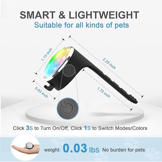 Tubasion 2-Pack Rechargeable Dog Collar Light, 2025 Best 7 Color Changing Light for Dog Collar with 100% Waterproof and Durable Silicone Band. Dog Lights for Night Walking, Camping, Bike
