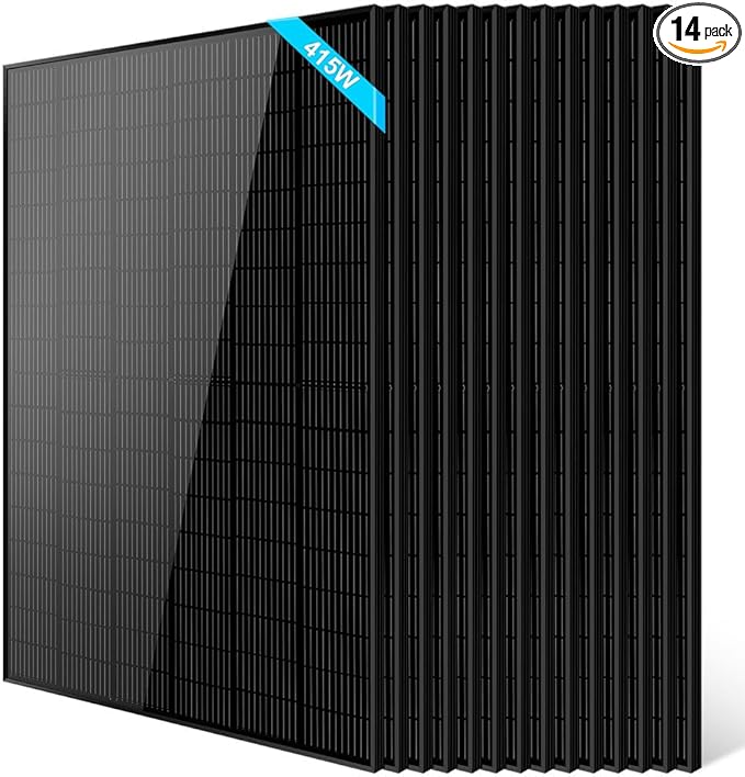 SUNGOLDPOWER UL61730 14pcs 415W Monocrystalline Solar Panel,Grade A Cell, IP68 MC4,Charging 12V/24V/36V/48V Battery for RV,Rooftop,Charging Station,House,Farm,Yacht,Off/On Grid System(5810W in Total)