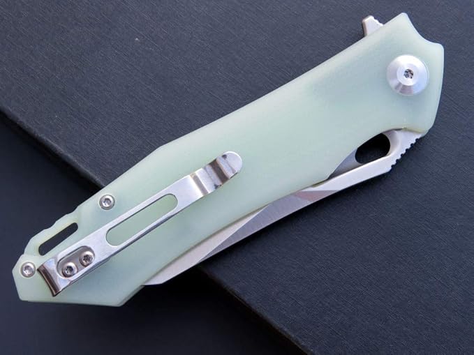 Eafengrow EF934 Pocket Knife D2 Steel Blade Folding Knife G10 Handle Liner Lock Camping Survival Tool Knives for Outdoor Camping Survival Hiking(jade)