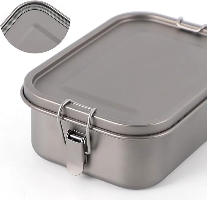 800ml Titanium Lunch Box with Leak-Proof Lid Camping Cookware Lightweight Outdoor Cooking Pan for Backpacking Hiking Picnic & Travel RT038T (without handle)