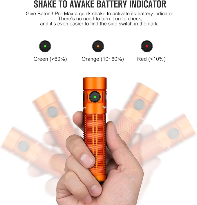 OLIGHT Baton3 Pro Max Flashlight, Rechargeable Compact EDC with Safety Proximity Sensor, 2500 LED High Lumens, Suitable for Camping, Hiking, Emergency (Orange Cool White)